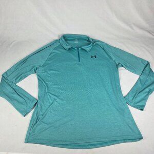 UNDER ARMOUR HeatGear Mens XL Green 1/4 Zip Athletic Top Shirt Pullover